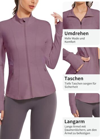 Women's Athletic Jacket Running Track Invisible Zipper Pocket Sportwear with Thumb Holes in Saudi Arabia