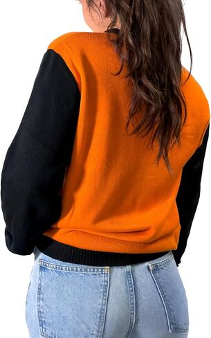 Halloween Sweater - Cozy Jack-o-Lantern Design - Orange and Black - Small US Size - Spooky Knit Pullover - Unisex Halloween Sweater in Saudi Arabia