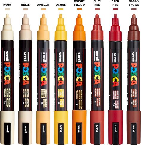 Posca Markers Set, 8 Medium Paint Markers 5M – Portrait Tones – Beige, Satin Pink, Powder Pink, Coral Pink, Chestnut, Brown, Cacao Brown, Dark Brown in Saudi Arabia
