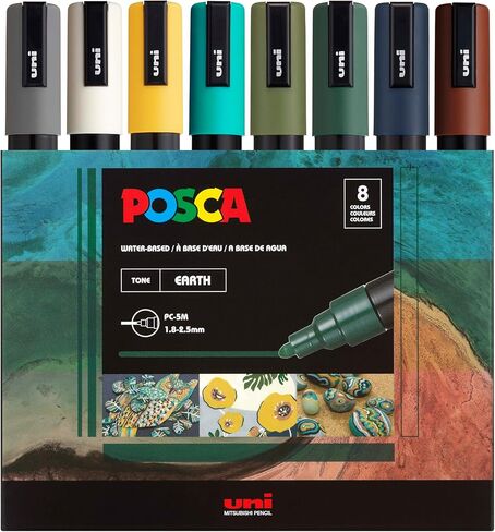Posca Markers Set, 8 Medium Paint Markers 5M – Portrait Tones – Beige, Satin Pink, Powder Pink, Coral Pink, Chestnut, Brown, Cacao Brown, Dark Brown in Saudi Arabia