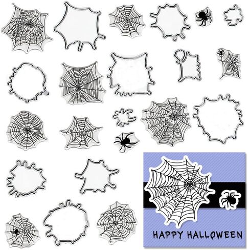 Halloween Stamps and Dies for Card Making, Spider Clear Stamp Spider Web Cutting Dies Web Die Cuts for Holiday Card Making Halloween Clear Stamps for DIY Scrapbooking Album Decor Paper Craft in Saudi Arabia