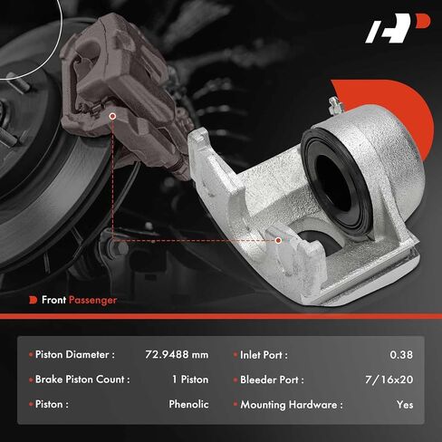 A-Premium Disc Brake Caliper Assembly Without Bracket Compatible with Ford F-150 F150 1986-1993, E-150 Econoline/E-150 Econoline Club Wagon 1986-1993, Bronco 1986-1993 - Front Right Passenger Side in Saudi Arabia