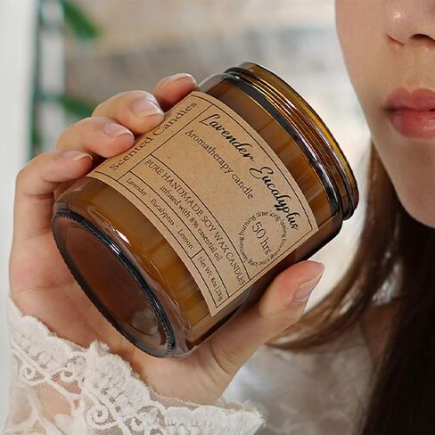 شموع اللافندر والأوكالبتوس للمنزل المعطرة - شموع العلاج العطري 8oz للاسترخاء وتخفيف التوتر والقلق المهدئ، هدايا الشموع المهدئة للنساء مثالية للاسترخاء في الحمام واليوجا والتأمل والشفاء in Kuwait