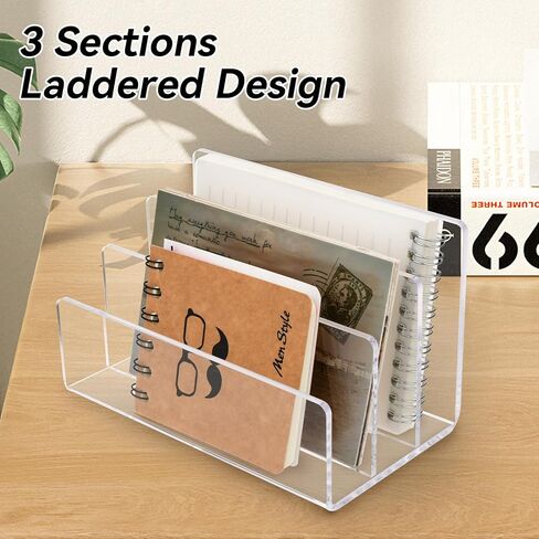 حامل ملفات أكريليك، منظم ملفات شفاف، منظم ملفات أكريليك للمكتب، حامل مجلد أكريليك مكون من 3 أقسام للمكتب والمنزل والمدرسة in Kuwait