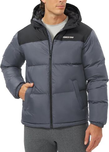Pioneer Camp Men's Down Jacket 700 Fill Winter Insulated Puffer Jacket Waterproof Puffy Coat with Hood in Kuwait