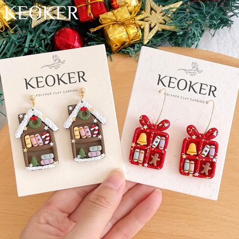 KEOKER Christmas Bookshelf Clay Cutter, Christmas Polymer Clay Cutters Bookshelf, Christmas Clay Cutters for Jewelry Making, 10 Shapes Polymer Clay Cutters Christmas, Polymer Clay Earring Cutters in Saudi Arabia