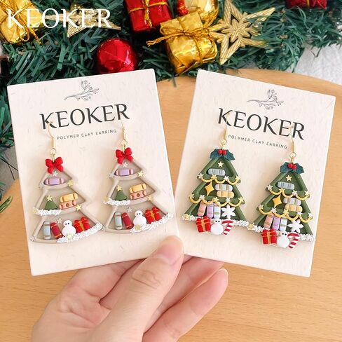 KEOKER Christmas Bookshelf Clay Cutter, Christmas Polymer Clay Cutters Bookshelf, Christmas Clay Cutters for Jewelry Making, 10 Shapes Polymer Clay Cutters Christmas, Polymer Clay Earring Cutters in Saudi Arabia