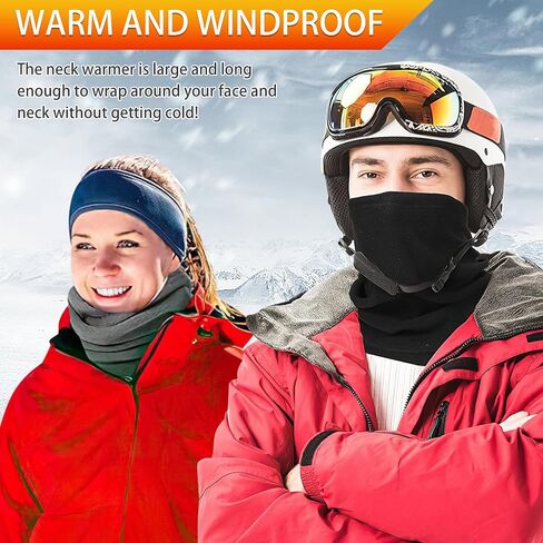 Acokac 【New Large Size】 Neck Warmer Gaiter Adjustable Soft Warm Winter Windproof Thick Fleece Lined Face Cover Mask in Saudi Arabia