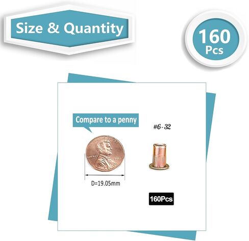 Kadrick Rivet Nut Kit, 250pcs Metric Rivet Nut Assortment Kit Galvanized Carbon Steel Flat Head Threaded Insert Nuts, Sizes M3 M4 M5 M6 M8 M10 in Saudi Arabia