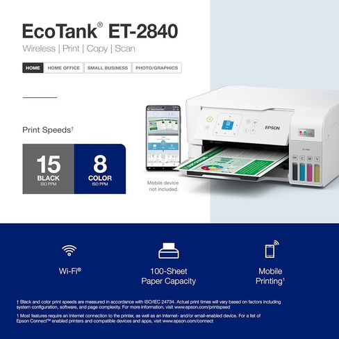 Epson EcoTank ET-2840 Wireless Color All-in-One Cartridge-Free Supertank Printer with Scan and Copy – The Fast Everyday Home Printer (Renewed) in Saudi Arabia