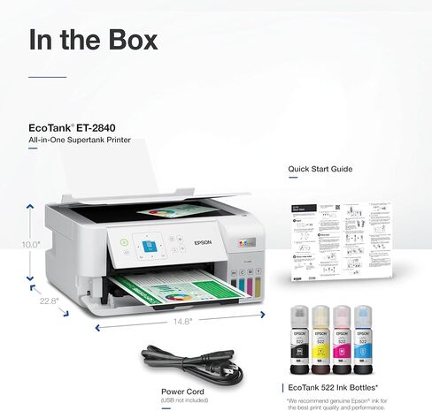 Epson EcoTank ET-2840 Wireless Color All-in-One Cartridge-Free Supertank Printer with Scan and Copy – The Fast Everyday Home Printer (Renewed) in Saudi Arabia