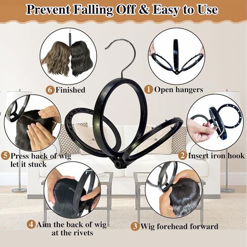 Wig Stand 3Pcs Wig Holder Wig Hanger for Multiple Wigs Hair Stand for Wigs Foldable Wig Stands for Travel Wig Organizer Hanging Wig Holders for Display in Saudi Arabia