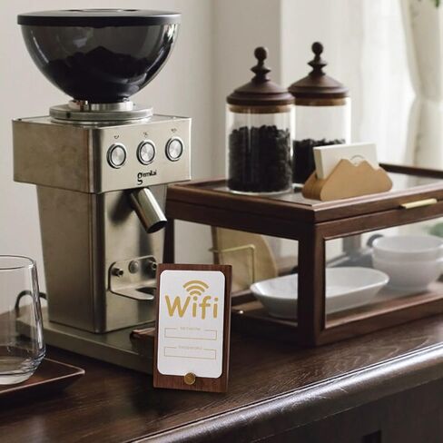 Table Sign Holder, Walnut Wood and Brass Tabletop Card Stand with 5 Cards, Display WIFI Password, Place Number, Reserved, QR code, Price tags, for Wedding, Vendor, Reception, Airbnb. in Saudi Arabia