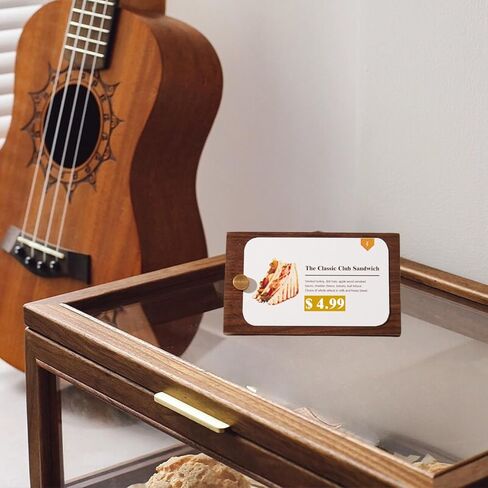 Table Sign Holder, Walnut Wood and Brass Tabletop Card Stand with 5 Cards, Display WIFI Password, Place Number, Reserved, QR code, Price tags, for Wedding, Vendor, Reception, Airbnb. in Saudi Arabia