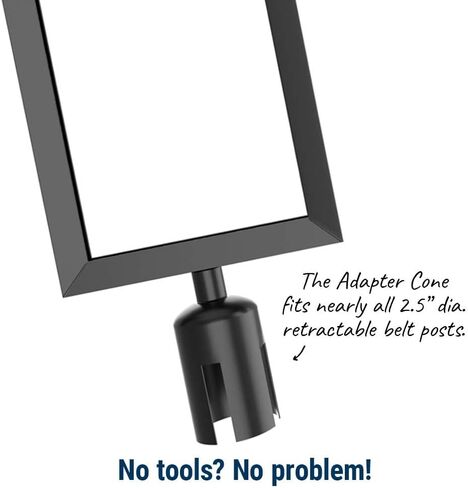 PRIME Sign Frame Kit for Crowd Control Stanchion Sign Holder with Adapter Cone and Inserts, 8.5" x 11" Smooth Black in Kuwait