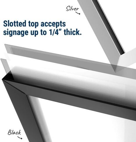 PRIME Sign Frame Kit for Crowd Control Stanchion Sign Holder with Adapter Cone and Inserts, 8.5" x 11" Smooth Black in Kuwait