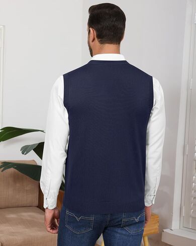 Ficerd 2 Pack Men's Sweater Vest, Slim Fit V Neck Knitted Pullovers Casual Lightweight Knitwear Sleeveless Basic Sweater Tops in Saudi Arabia