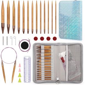 Aeelike Interchangeable Circular Knitting Needles, 13 Pairs Circular Knitting Needles Set Round Knitting Needles with Case Knitting Accessories, Ideal Gift for Beginners & Professionals
