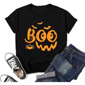 Women Halloween Thanksgiving Shirts Funny Leopard Pumpkin Graphic Print Fall T Shirts