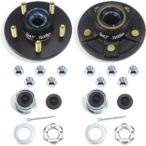 2 Sets Trailer Hub Kits 5 on 4.5'' for 3500 lbs 1-1/16'' to 1-3/8'' #84 Tapered Axle, Prelubricated L44649 L68149 Bearings 5x4.5 Trailer Replacement Idler Hub 5 Lug Bolt Trailer Wheel Hub Kit