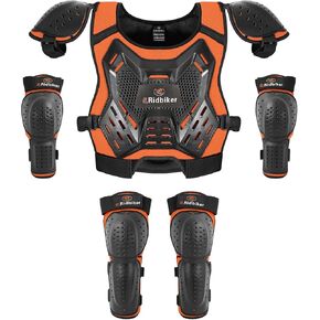 Kids Dirt Bike Gear Armor Vest Suit, Motorcycle Chest Protector with Knee Elbow Pads, Youth Riding Protective Gear for Motocross Cycling Skating Ski Off-Road