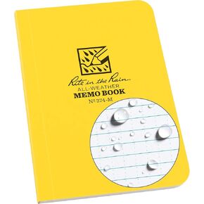 Rite In The Rain Weatherproof Soft Cover Notebook, 3.5" x 5", Yellow Cover, Universal Pattern (No. 374-M)