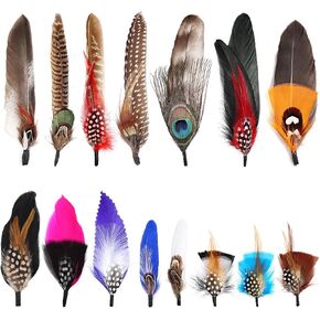 MehelloFeather Hat Feathers 12 PCS Natural Feathers Mixed Assorted Hats Feathers for Cowboy Hat Fedoras Trilby Hats Panama Hat DIY Costumes Decorations in Kuwait