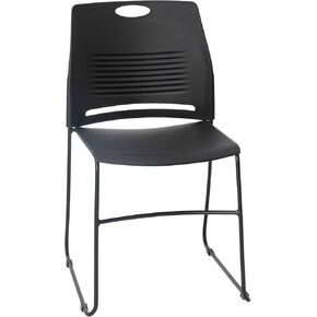 Flash Furniture HERCULES Series Set of 5 Commercial Stack Chair - 660 lb. Capacity - Durable Black Perforated Plastic Back - Black Powder Coated Steel Sled Base