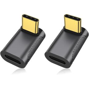 AuviPal USB C Right Angle Adapter (2 Pack), 90 Degree USB C Male to Female Connector for Steam Deck, ROG Ally, Switch, MacBook, Tablet, Phone and More Type C Devices