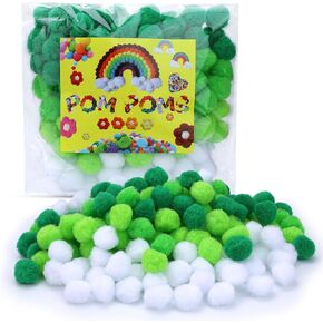 WONVOC Pom Poms 160 pcs, Pom Poms 1 Inch, 4 Colors Crafts Pom Poms Bulk, for Home and Class Creative Activities, Home Decoration, DIY Arts and Crafts, Blue, Dark Blue, Sky Blue and White