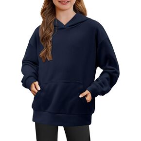 storeofbaby Girls Hoodies Long Sleeve Sweatshirts Casual Solid Tops with Pocket 5-14 Years