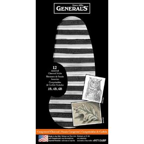 GENERAL'S - 95712ABP Generals General's Pencil Compressed Charcoal Assortment, Black, Pack of 12 - 1296501