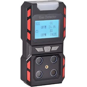 Upgrade Portable Voice Type 4 Gas Detector Monitor, Handheld 4 in 1 Gas Meter Tester with Digital LCD Display, Upgrade Model Rechargeable Lithium Battery Powered (Orange)