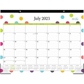 Blue Sky 2024-2025 Academic Year Teacher Monthly Desk Pad Calendar, 22" x 17", Trim Tape Binding, Two-Hole Punched, Ruled Blocks, Dots (105496-A25)