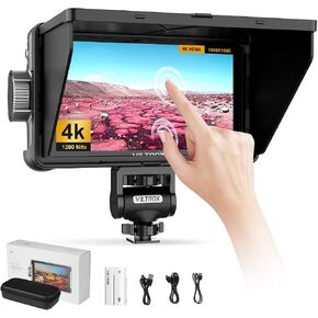 VILTROX DC550 Pro 5.5 بوصة كاميرا DSLR شاشة لمس ميدانية، DC-550 4K HDMI Full HD 1200 Nits كاميرا مراقبة ميدانية لسوني كانون نيكون، 3DLUT، ذروة التركيز، رسم بياني، ألوان زائفة in Kuwait