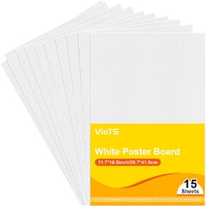 15Pcs White Poster Board,VinTS 11.7 * 16.5 Inches White Poster Paper, 230G Thickness Blank Graphic Display Board for School Arts, Classroom Crafts, Exhibits and Notices (Pack of 15)