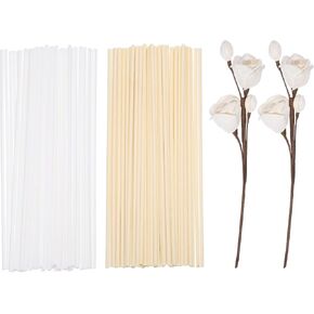 uxcell 102Pcs Reed Diffuser Sticks Set, Fiber Fragrance Flower Reed Diffuser Replacement Refill Sticks Flower Decor with Plastic Bottle for Home, Hotel, Office (Black White)