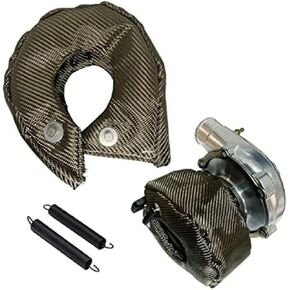 T3 Titanium Fiber Turbo Cover Heat Cover Turbo Blanket Turbo Cover for T25 T28 GT25 GT28 GT30 GT32 GT35 CT26 Turbine Housing with Locking Springs (Titanium, T3)