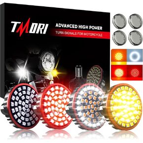 2" 1157 LED Turn Signals Lights Kits (8 IN1) for Harley Motorcycles,EMC 2835 Chips 1157 Front and Rear Bulbs Bullet Style Blinker Lamps*4 with 4 Smoke Bullet Lens Covers