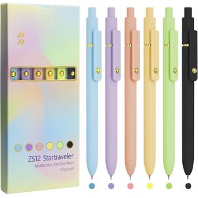 UIXJODO Colorful Pens, 6 Pcs Colored Pens Fine Point Smooth Writing Pens, 0.5mm Colored Ink Gel Pens for Journaling Note Taking Writing, Office School Supplies Gifts for Women (6 Pcs Gold Vintage)