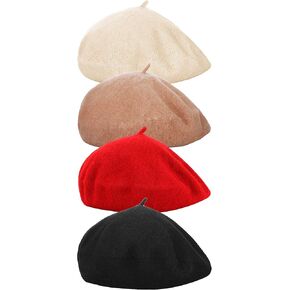 Blulu 6 Pieces Women Beret Hat French Style Beret Beanie Cap Solid Color Winter Hat