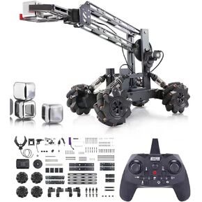 VANLINNY Smart Robot Arm Kit، 2 في 1 مجموعات علمية مع سيارة روبوتية 4-DOF، لعبة برمجة إلكترونية DIY للأطفال من سن 8 سنوات فما فوق، تعزز الاهتمام بالعلوم والتكنولوجيا، وأفضل هدايا عيد الميلاد للأولاد والبنات.