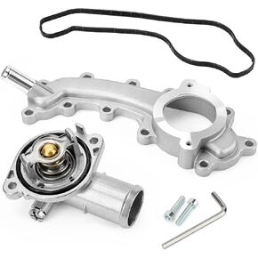 Aluminium Engine Coolant Crossover Water Outlet Pipe and Thermostat & Housing Assembly for Chrysler 200 Jeep Cherokee Dodge Avenger Journey Ram 1500 - Replaces 5184653AF 902-3102HP 902-3036