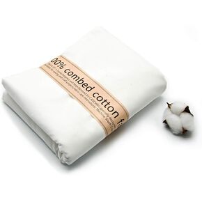 5 Yard White Cotton Fabric,Natural Cotton Poplin Fabric by The Yard,White Fabric,59 Inches Wide 100% Cotton Fabric,Soft Embroidery Muslin Quilting Fabric Material for Sewing Material Apparel Cloth