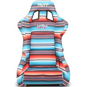 NRG Innovations Prisma Fixed Back Bucket Racing Seat with Bottom Mount Bracket, 24" W X 36" H X 18" D, Red White Blue Black Pink Serape Print, FRP-302-BAJACALI