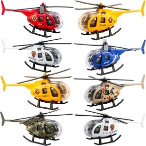8 Pack Airplane Toys Diecast Helicopters Mini Model Plane with Spinning Propellers for Kids Birthday Carnival Christmas Party Favors Easter Basket Stuffers, 6 Colors