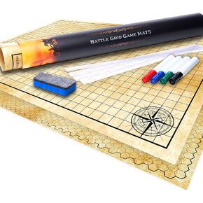 TIDYBOSS 36" x48" Large DND Map | Dry Erase Battle Map | Double-Sided with Grids & Hexes | DND Starter Kit & Warhammer Terrain | Accessories Included