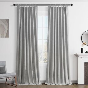 Joywell 100% Blackout Linen Curtains 63 Inch Long,Pinch Pleated Back Tab Drapes with Hooks Room Darkening Thermal Insulated Noise Reducing for Bedroom Living Room,W40 x L63,Black,2 Panels