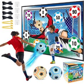 Soccer Ball Game Set for Kids: Indoor Outdoor Backyard Toss Soccer Goal Game with Balls, Toddlers Gift for 3 4 5 6 7 8 Year Old Boy Toys,Foldable Flannel Goals,Ideal for Parent-Child Bonding