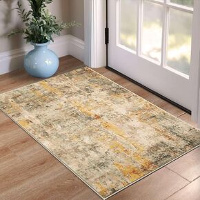 Runner Rug for Hallways Kitchen Runner Rug Non Slip 2'6''x8' Washable Grey Long Runner Rugs with Rubber Backing Soft Abstract Carpet Runner for Entryway, Kitchen, Bedroom, Bathroom